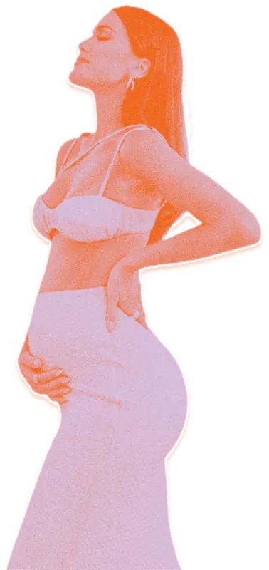 Pregnant woman in duotone collage style